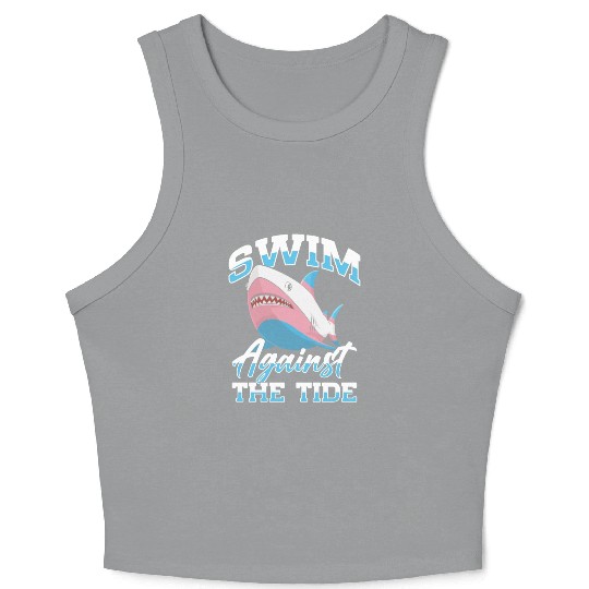 Shark Lover Transgender Pride Flag Trans LGBT Crop Tank Top