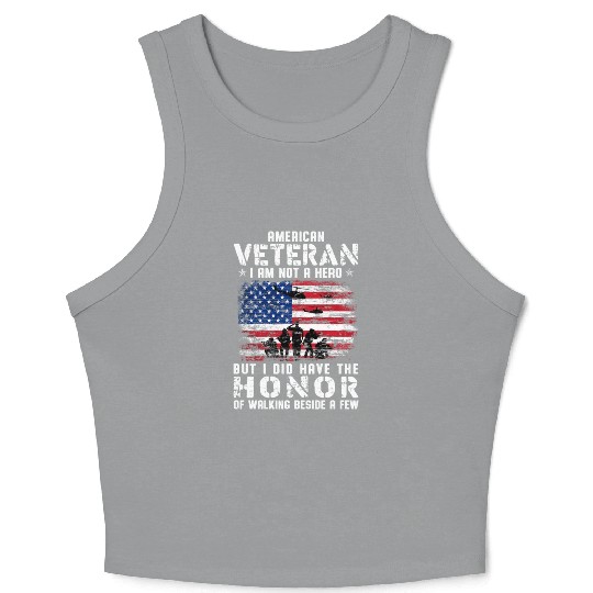 US Army Veteran American Veteran Flag Crop Tank Top