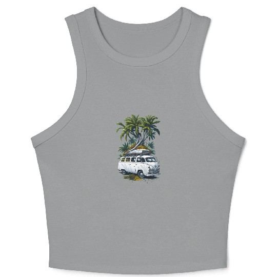 Travel Car caravan Summer Coco Tree Crop Tank Top
