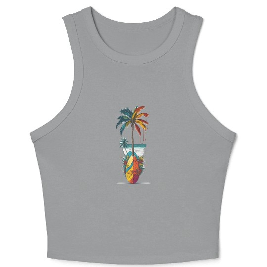 Surfboard beach island Crop Tank Top