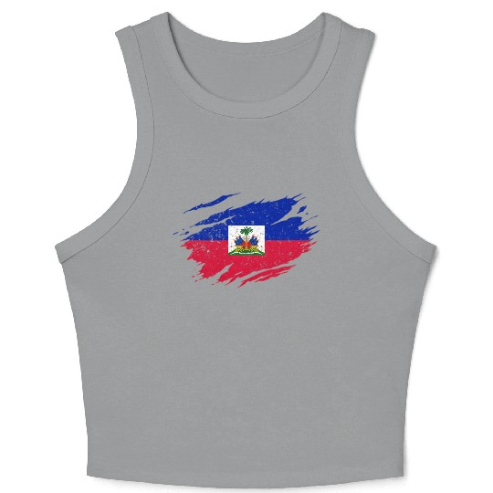 Haitian Flag Haiti Pride Roots Crop Tank Top