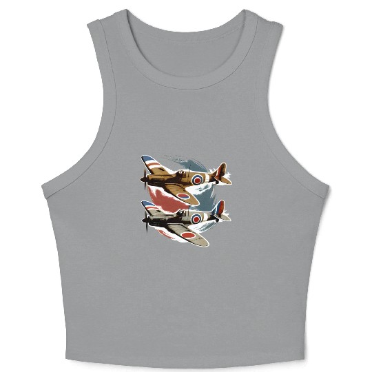 Pilot Spitfire Airplane Aviator Military Crop Tank Top