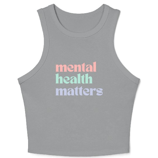 Mental Health Matters | Retro Quote Pastel Rainbow Crop Tank Top