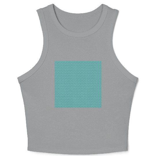 Teal White Dots Pattern Crop Tank Top