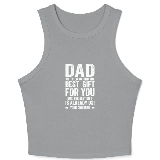 Mens Best Dad From Daughter Son Siblings Teens Pap Crop Tank Top