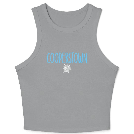 Cooperstown Ny Snowflake Drawing Light Blue Text Crop Tank Top
