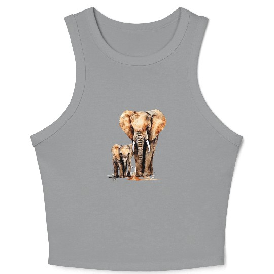 Strong Elephant with Elephant Kid for a Elephant Crop Tank Top