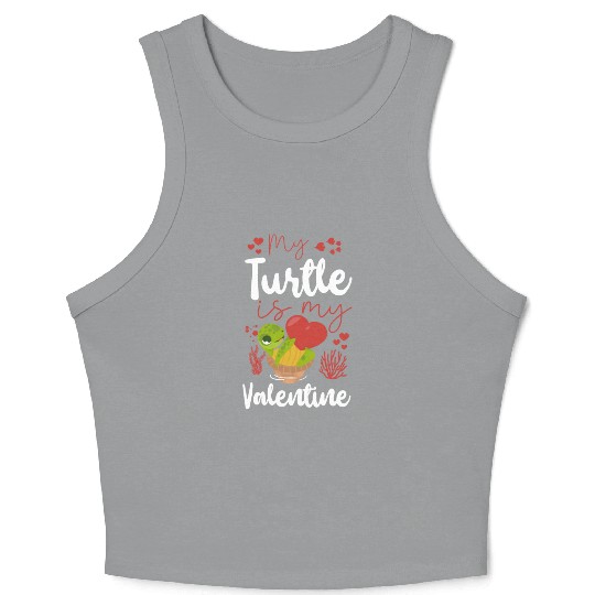 Sea Turtle Tortoise Valentines Day Crop Tank Top