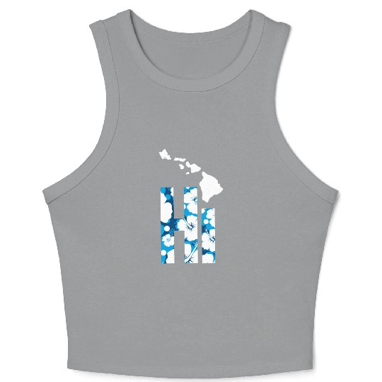 Hawaii Hi Hibiscus Blues Crop Tank Top