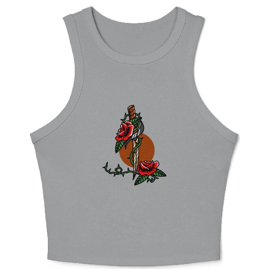 Twilight Dagger Flower Crop Tank Top