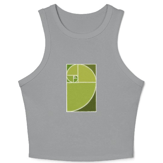 Olive Green Fibonacci Spiral Crop Tank Top