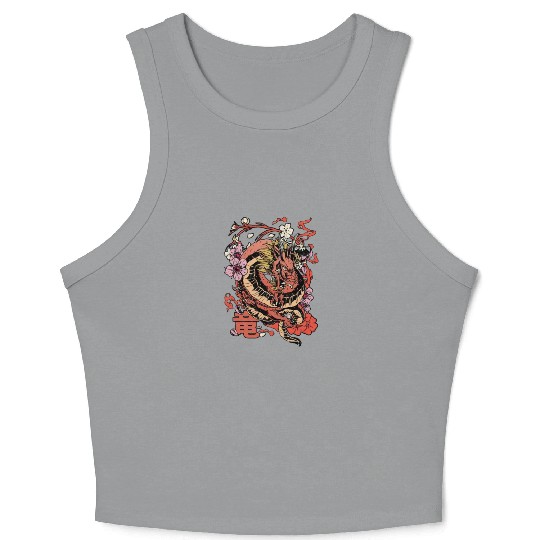 Japanese Tokyo Dragon Retro - Japanese Mythology Crop Tank Top