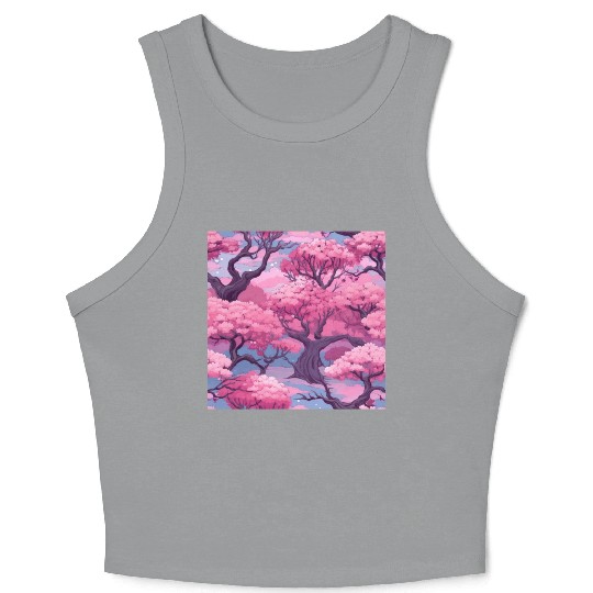 Anime Euphoria: Fantasy Cherry Blossom Dreamscape Crop Tank Top