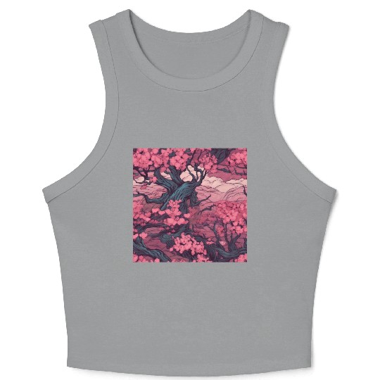 Anime Euphoria: Fantasy Cherry Blossom Dreamscape Crop Tank Top