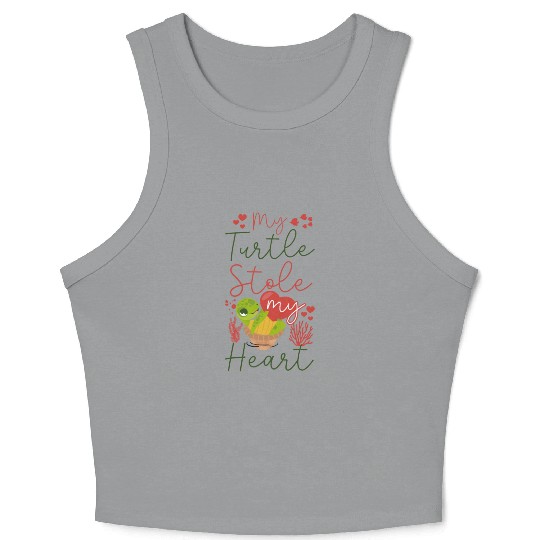 Sea Turtle Tortoise Valentines Day Crop Tank Top