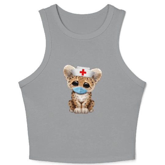 Cute Leopard Cub Nurse Crop Tank Top