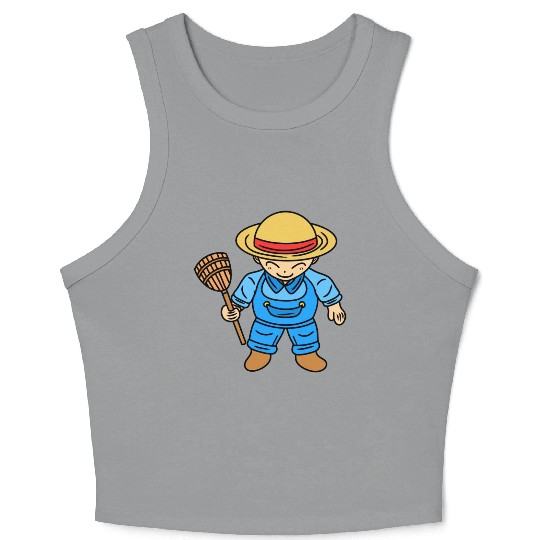 Cute Chibi Farmer Boy Crop Tank Top