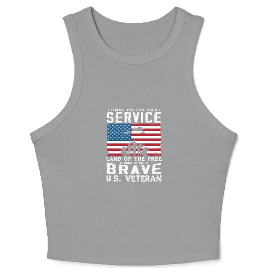 US Army Veteran Land Of The Free Crop Tank Top