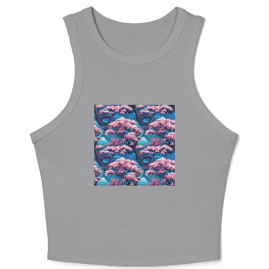 Anime Euphoria: Fantasy Cherry Blossom Dreamscape Crop Tank Top