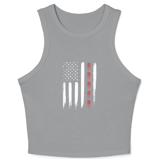 Cicada Line In Distressed Us Flag For Cicada Crop Tank Top