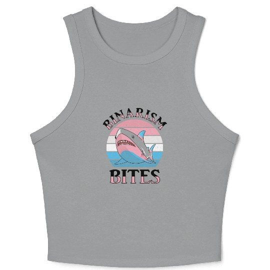 Shark Lover Transgender Pride Flag Trans LGBT Crop Tank Top