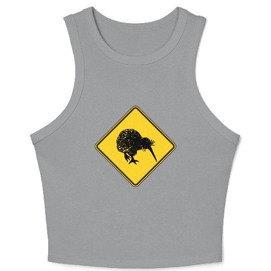 New Zealand Attention Kiwi Street Sign Camping Crop Tank Top