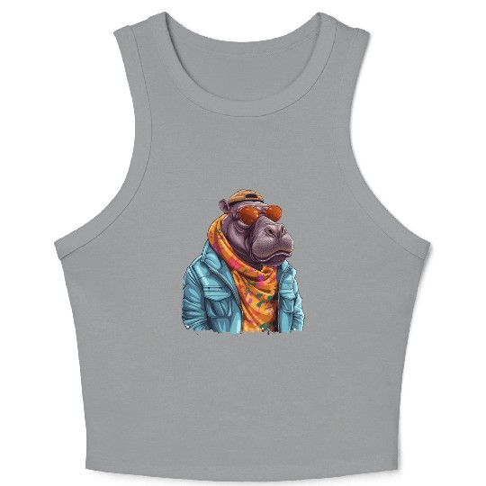 Graffiti Hippo. Heavyweight Strength. Crop Tank Top