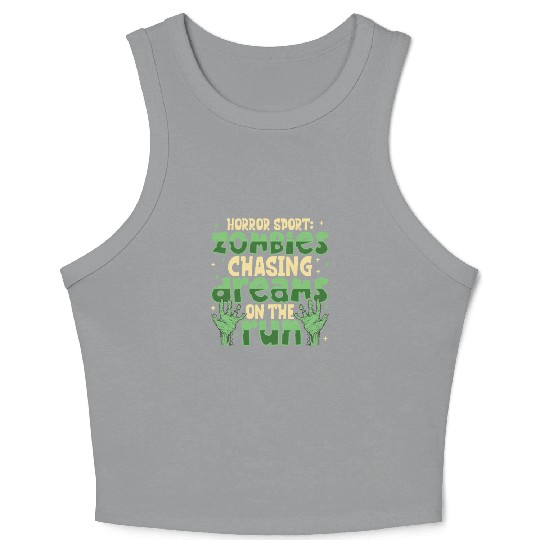 Horror Zombie Runner Half Marathon Running Jogging Crop Tank Top