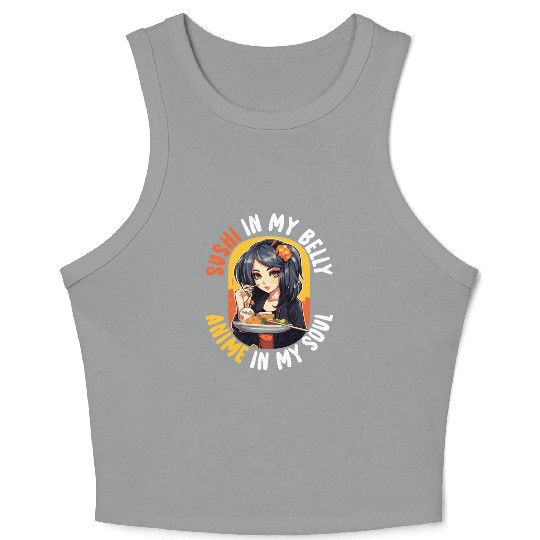 Anime Sushi Lover Nigiri Sashimi Food Manga Otaku Crop Tank Top