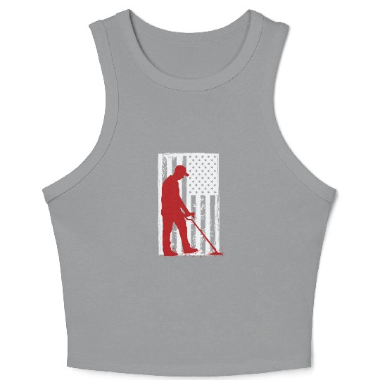 Patriotic US Flag Metal Detectorist Crop Tank Top