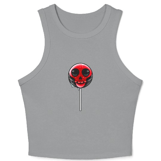Red Skull Lollipop Trick Or Treat Halloween Crop Tank Top