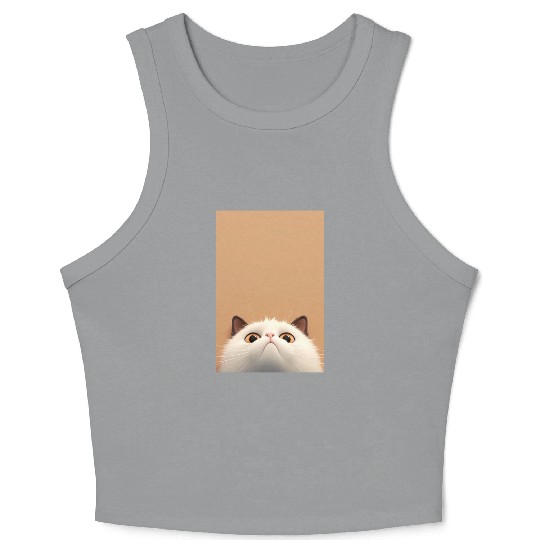 Cranky Whiskers - Adorable Grumpy Cat Crop Tank Top
