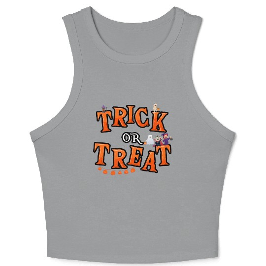 Trick or Treat kids,ghost,witch and vampire ,cat Crop Tank Top