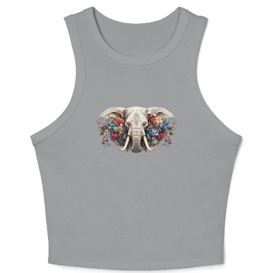 Floral Majesty: The Elephant's Crown Crop Tank Top