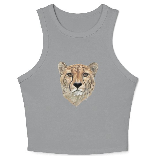 Watercolor Cheetah Portrait Crop Tank Top