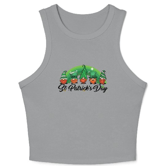 Saint Patrick s Day Horseshoe Clover Shamrock Crop Tank Top