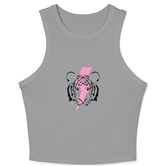 tiger and hot pink lightning bolt premium Crop Tank Top