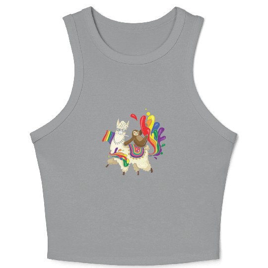 Llama Equality Gay LGBTQ Rainbow LGBT Pride Month Crop Tank Top