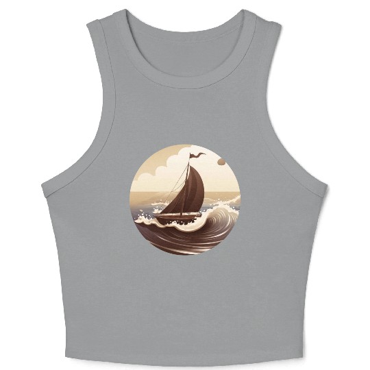 Chocolate Sailboat at Sunset Crop Tank Top
