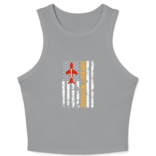 Aircraft Mechanic USA FLAG Crop Tank Top