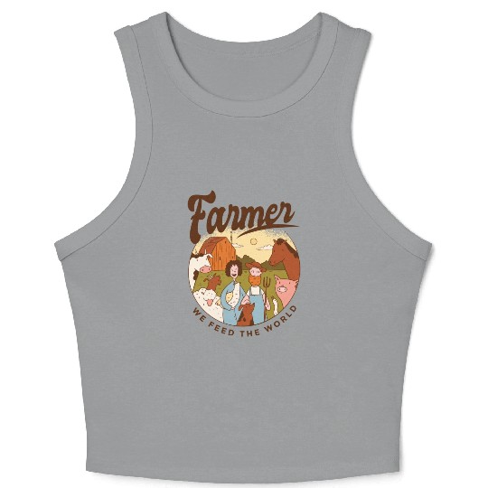 Farmer We Feed The World Crop Tank Top