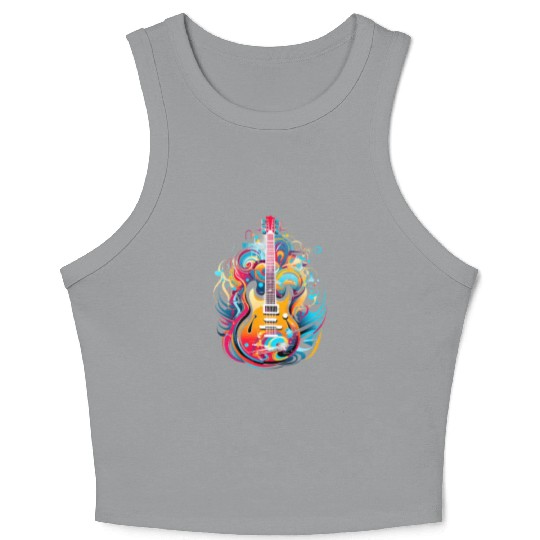 Guitar, Music, Band, Art, Gift, Hobby. Crop Tank Top