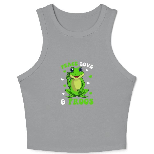 Peace Love Frogs Lover Frog Kids Girls Women Crop Tank Top