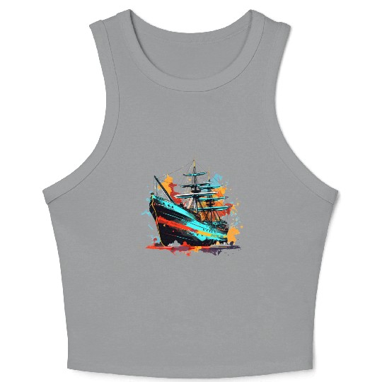 90s Ship In Vintage Age Graphic Crop Tank Top