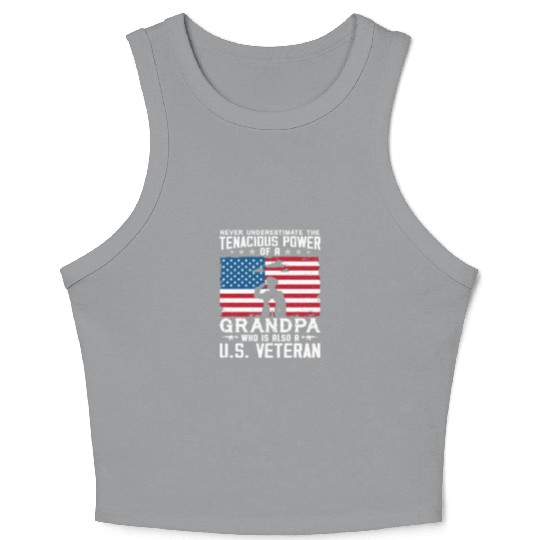 US Army Veteran Grandpa Crop Tank Top