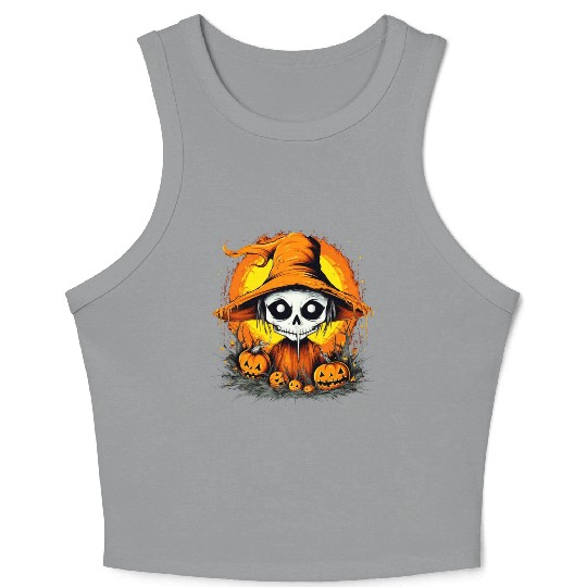 Eerie Halloween Ghoul, Spooky Season Delight 17 Crop Tank Top