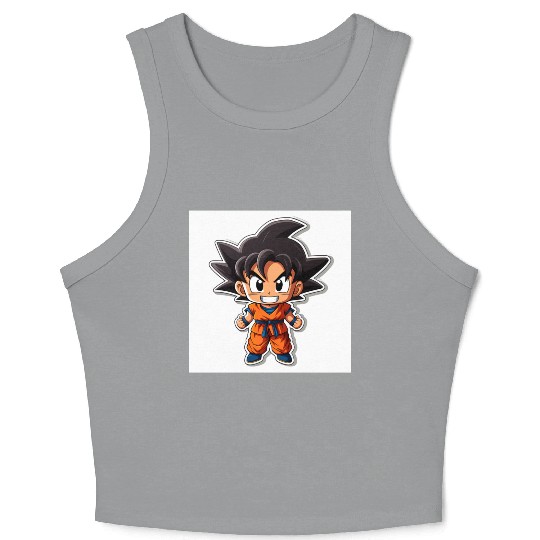 Goku Sticker Happy Bold Colors art toy style Crop Tank Top