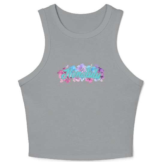 Honolulu Hawaii Hibiscus Crop Tank Top