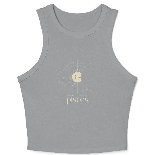 Minimalist Pisces Zodiac Astrology Moon Stars Crop Tank Top