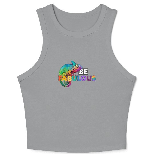 Be fabulous! with rainbow colored chameleon Crop Tank Top